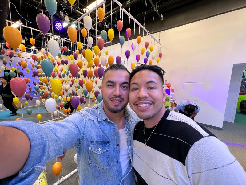 Enjoying the exhibits at the Dr. Seuss Museum