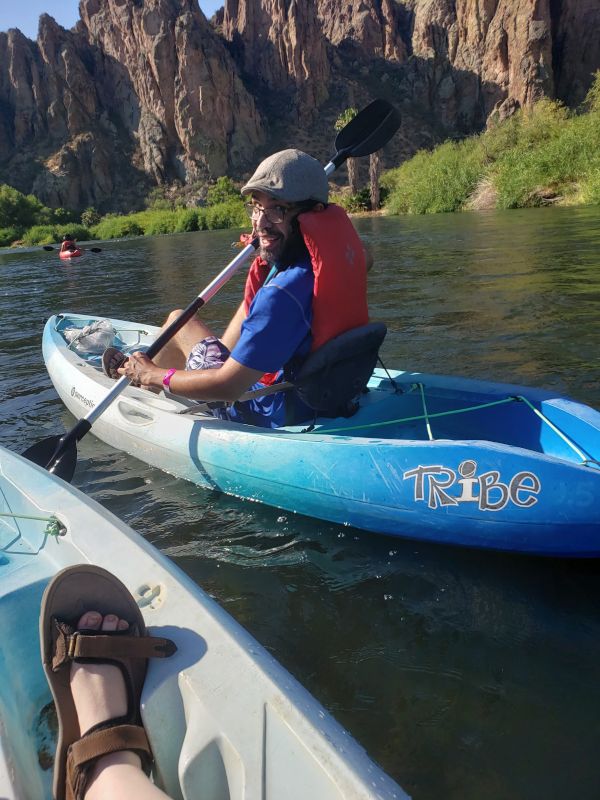 Stephen Kayaking on a River