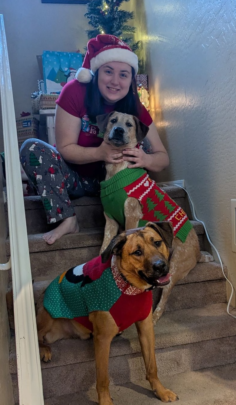 Christmas Photo With Otie and Bert
